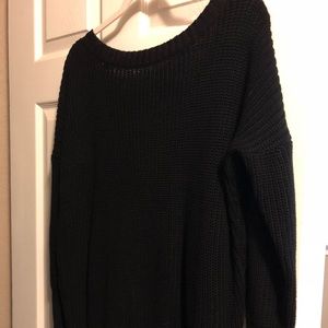 Black oversized sweater with open back